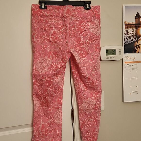 Lilly Pulitzer "Palm Beach Fit" Pink Tropical Print Cropped Pants Size 8 - Picture 8 of 12